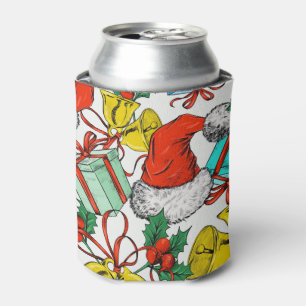 Christmas Colourful Gifts Red Santa Hats Holidays Can Cooler