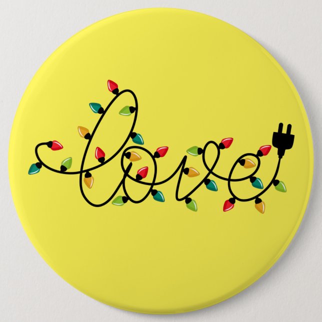 Christmas Colourful Lights Love Text-45872 6 Inch Round Button (Front)