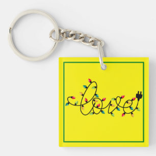 Christmas Colourful Lights Love Text-45872 Keychain