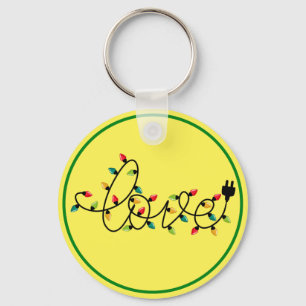 Christmas Colourful Lights Love Text-45872 Keychain