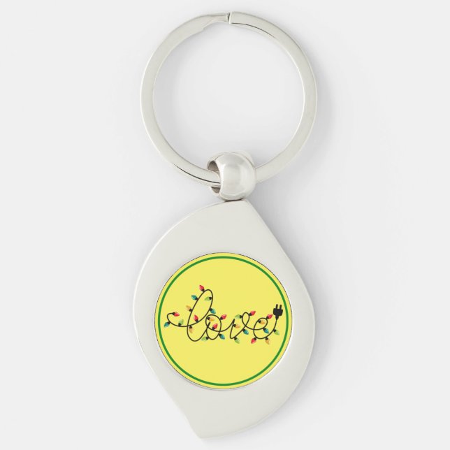 Christmas Colourful Lights Love Text-45872 Keychain (Front)