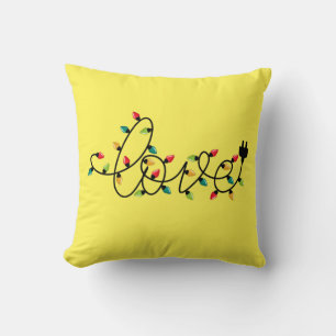 Christmas Colourful Lights Love Text-45872 Throw Pillow