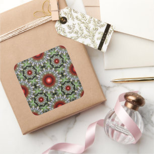 Christmas colourful red decoration square sticker