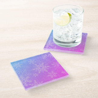 Christmas colourful Snowflakes Glass Coaster