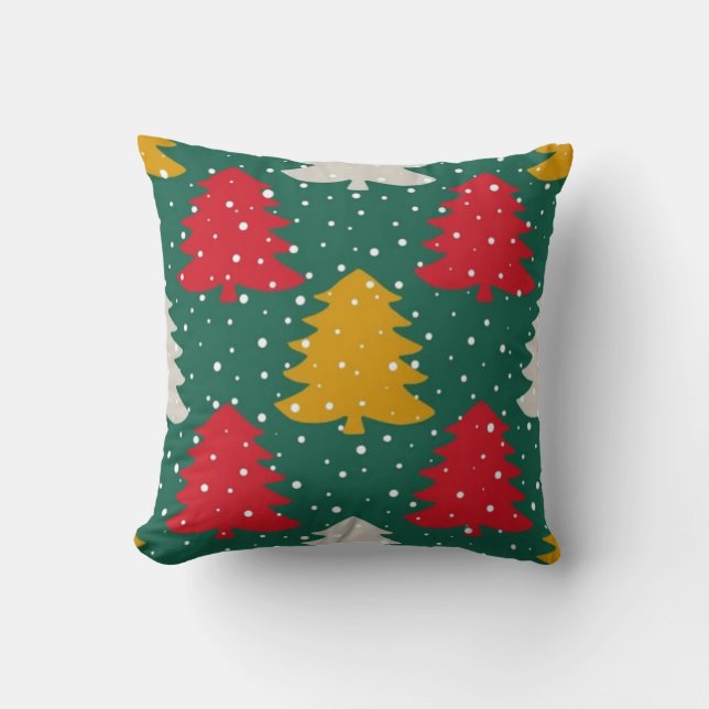 Christmas Colourful Trees Seamless Patterns  Throw Pillow (Front)