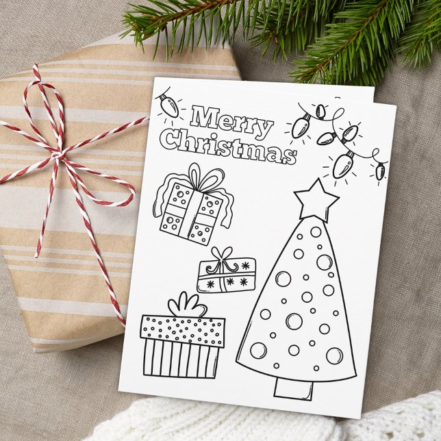 Christmas Colouring & Game Activity Card (Provide a creative holiday with this Christmas Tree & Presents Coloring Activity Card. Get it today )