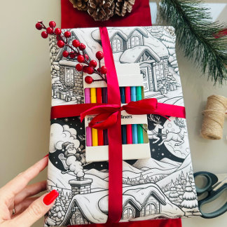 Christmas Colouring Page Wrapping Paper