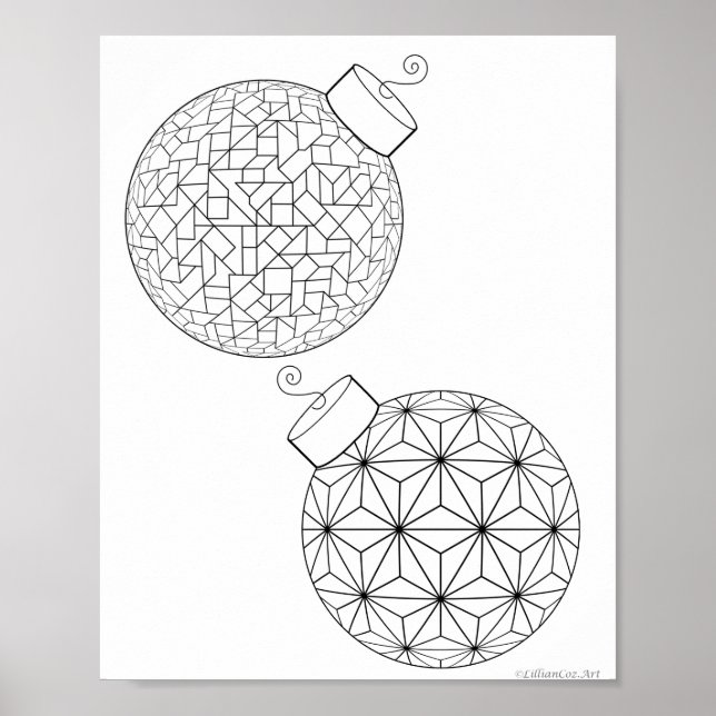 Christmas Colouring Poster - Ornaments 2 (Front)