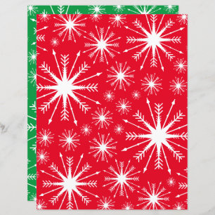 Christmas Colours And Snowflakes Scrapbook Paper