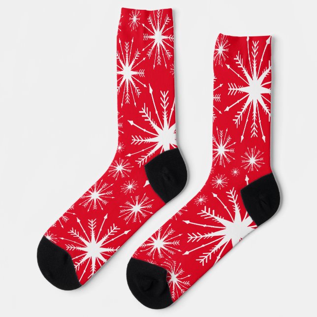 Christmas Colours And Snowflakes Socks (Left)