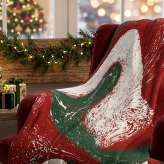 Christmas Colours Liquid Marble Festive Design Throw Blanket