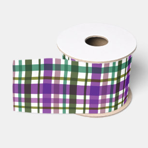 Christmas Colours Plaid Green Purple Grosgrain Ribbon