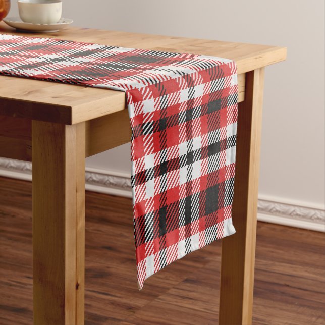Christmas colours plaid pattern short table runner (In Situ)