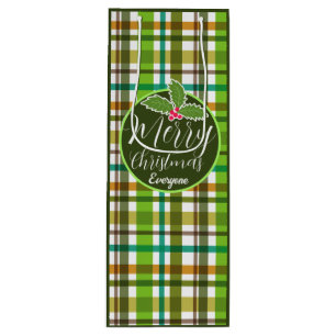 Christmas Colours Plaid  Wine Gift Bag