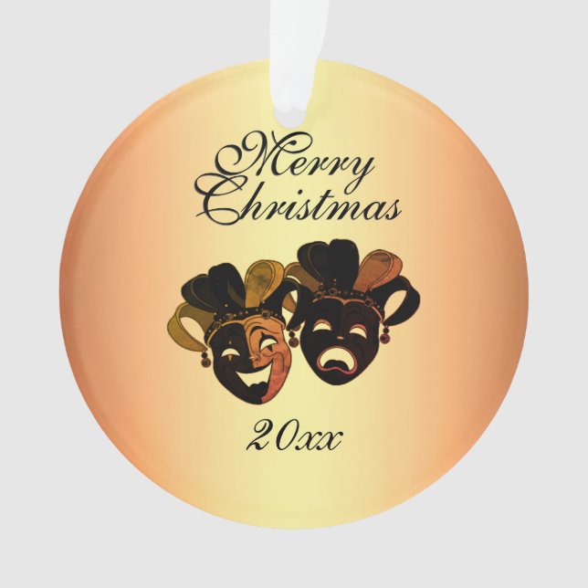 Christmas Comedy and Tragedy Theatre Masks Ornament (Front)