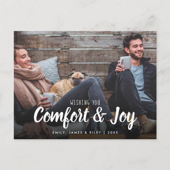 Christmas Comfort Joy Photo Holiday Postcard (Front)