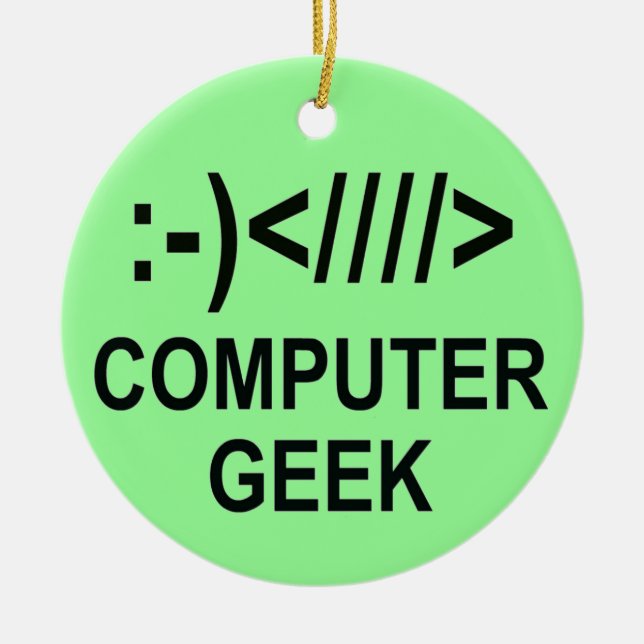 Christmas Computer Geek Ceramic Ornament (Front)