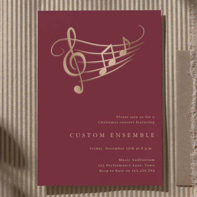 Christmas Concert Gold Red Elegant Minimal Invitation (Creator Uploaded)