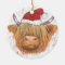 christmas coo Highland Cow with Christmas Hat