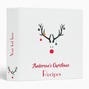 Christmas cookbook recipes reindeer on white binder