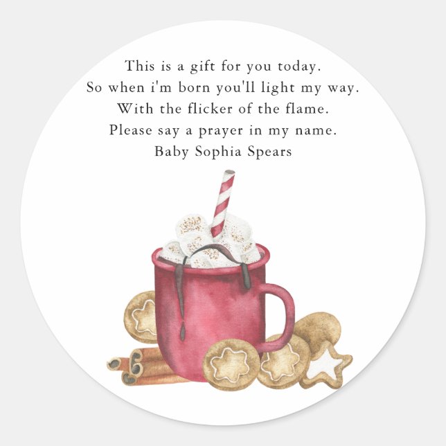 Christmas cookie and cocoa -  Prayer candle label (Front)