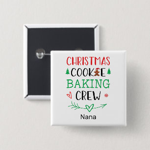 Christmas Cookie Baking Crew Matching Family Name 2 Inch Square Button