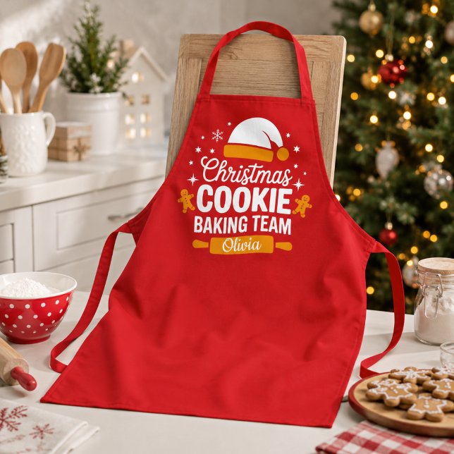 Christmas Cookie Baking Team Custom Name Apron (Creator Uploaded)