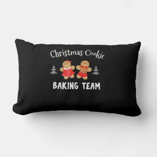 Christmas cookie baking team   gingerbread man lumbar pillow