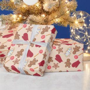 Christmas Cookie Baking Time Pink Wrapping Paper