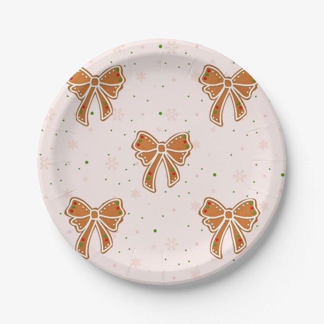 Christmas Cookie Bows Paper Plate (Front)