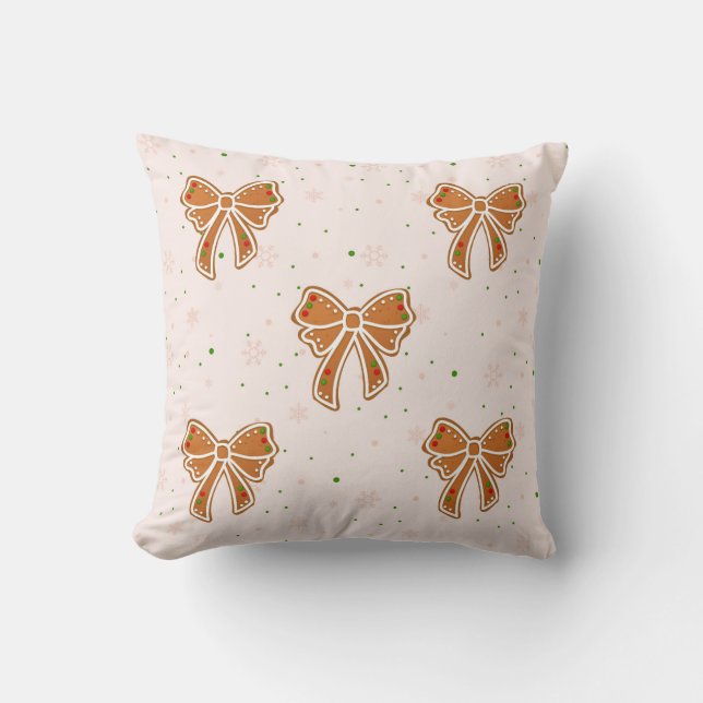 Christmas Cookie Bows Throw Pillow (Front)