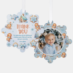 Christmas Cookie Boy Birthday thank you photo Ornament Card