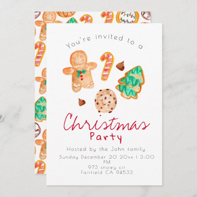 Christmas cookie Christmas party invitation (Front/Back)