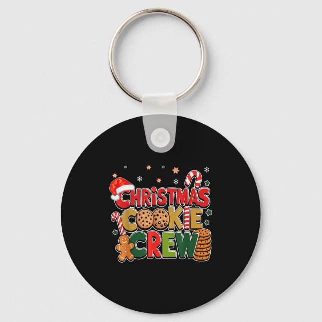 Christmas Cookie Crew Eating Gingerbread Family Te Keychain (Front)