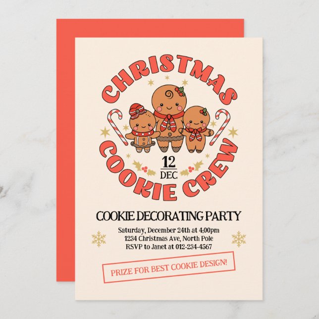 Christmas Cookie Crew Family Invitation (Front/Back)