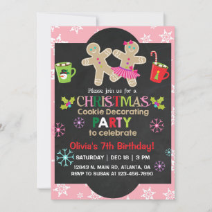 Christmas cookie decorating birthday party. invitation