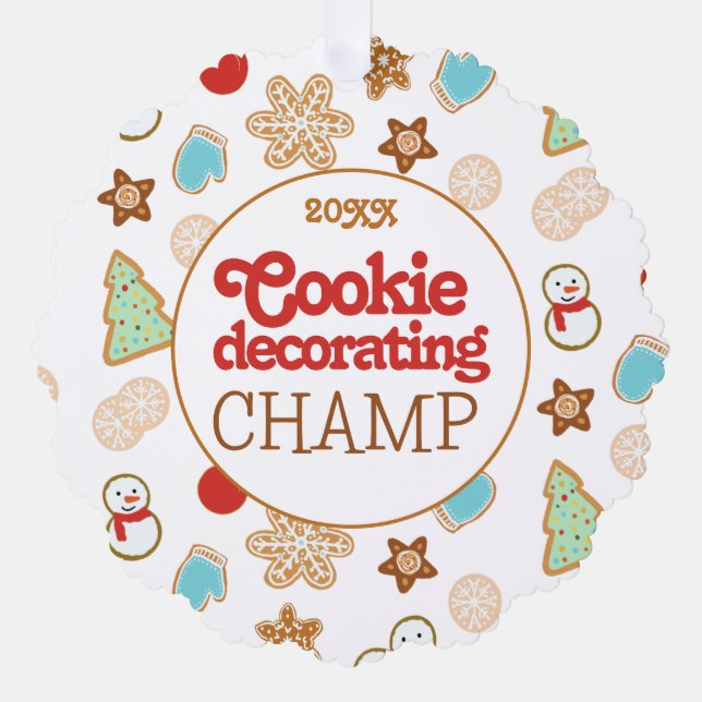 Christmas Cookie Decorating Champion Prize Ornament Card (Front)
