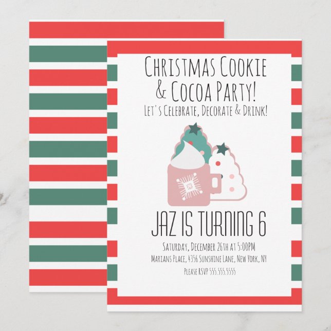 Christmas Cookie Decorating Cocoa Baking Invitation (Front/Back)