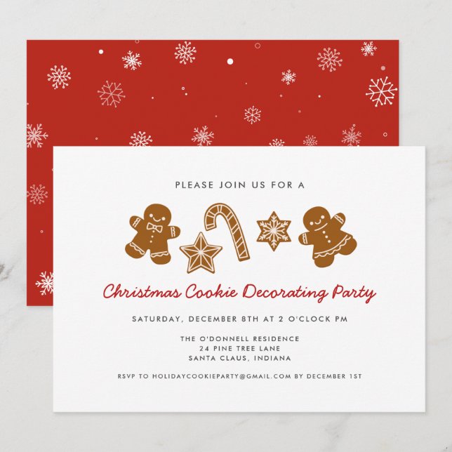 Christmas Cookie Decorating Party Invitation (Front/Back)