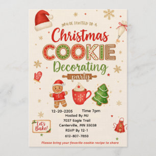 Christmas Cookie Decorating Party Invitation   Kid