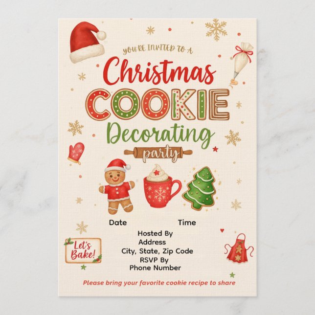 Christmas Cookie Decorating Party Invitation | Kid (Devant)