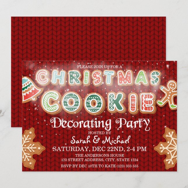 Christmas Cookie Decorating Party Personalized Invitation (Front/Back)