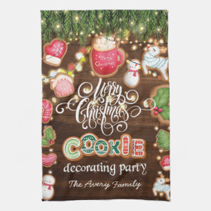Christmas Cookie Decorating Party Personalized Kitchen Towel