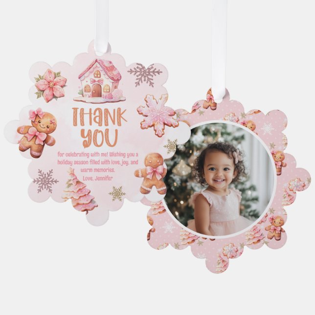 Christmas Cookie decoration party thank you photo Ornament Card (Front/Back)