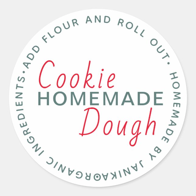 Christmas Cookie Dough Homemade Script Classic Round Sticker (Front)