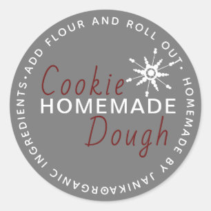 Christmas Cookie Dough Homemade Script Snowflake Classic Round Sticker