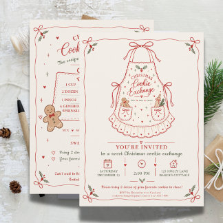 Christmas Cookie Exchange Apron Invitation