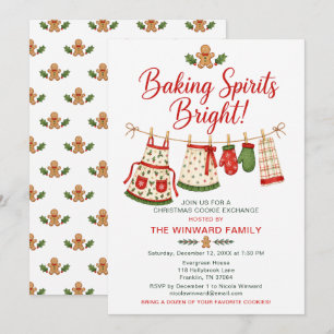 Christmas Cookie Exchange Baking Spirits Bright Invitation