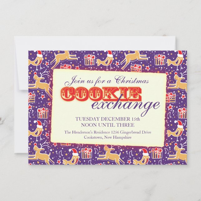 Christmas Cookie exchange & etiquette invite (Front)