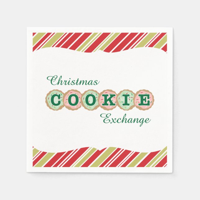 Christmas Cookie Exchange Frosted Cookies Napkin (Front)